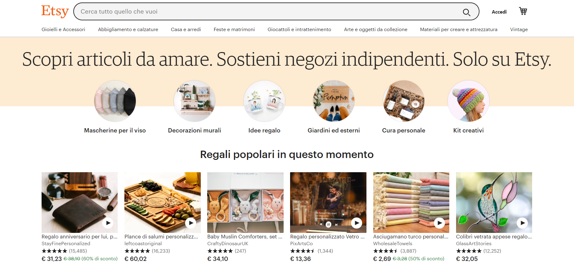 Etsy, uno dei siti di vendita online per l’artigianato Etsy, en av webbplatserna för försäljning av hantverk på nätet