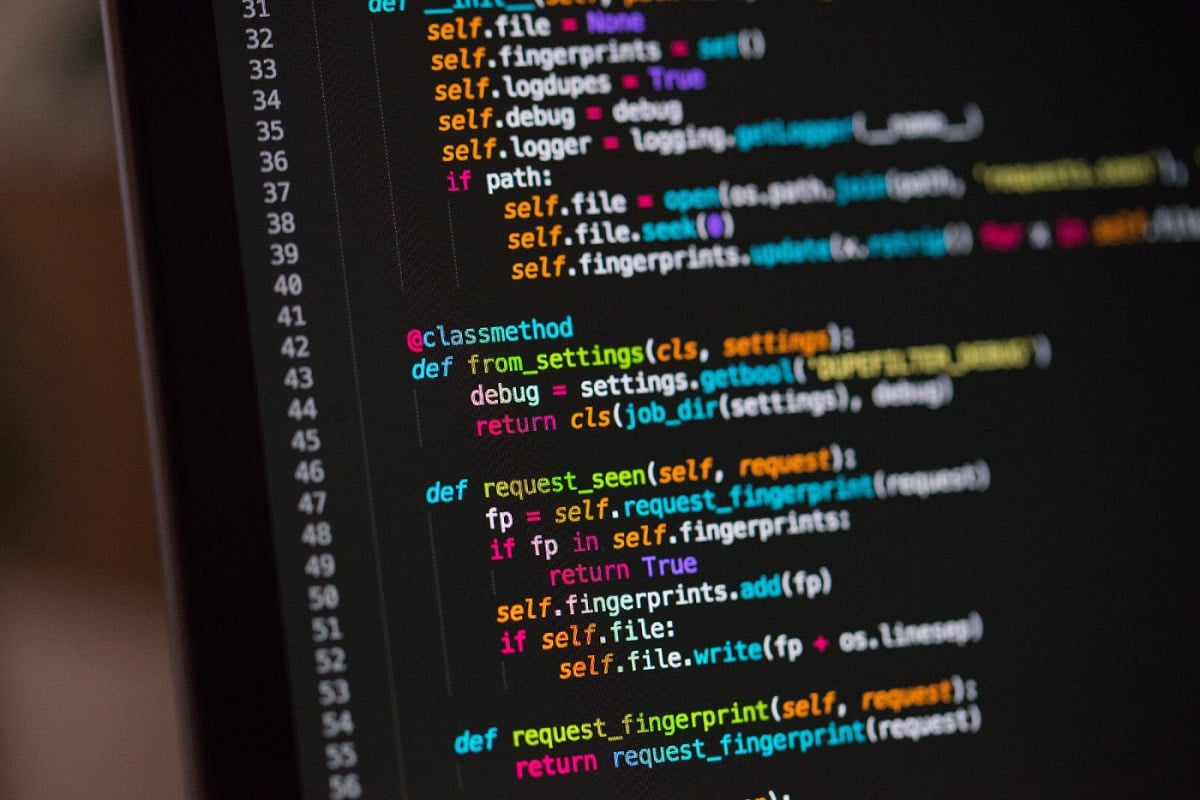 Exempel på programmeringsspråk på skärmen
